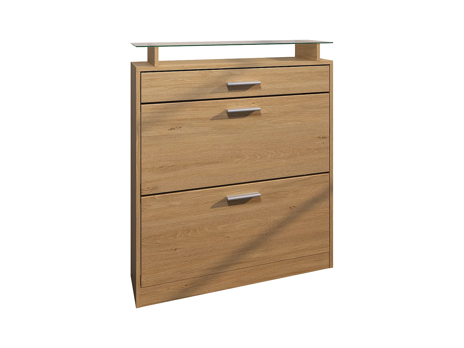 Meuble à Chaussures Loret – Rangement pour 16 Paires avec 1 Tiroir, Étagère à Chaussures en Chêne Scandi / Chêne Scandi (89 x 104 x 23 cm)