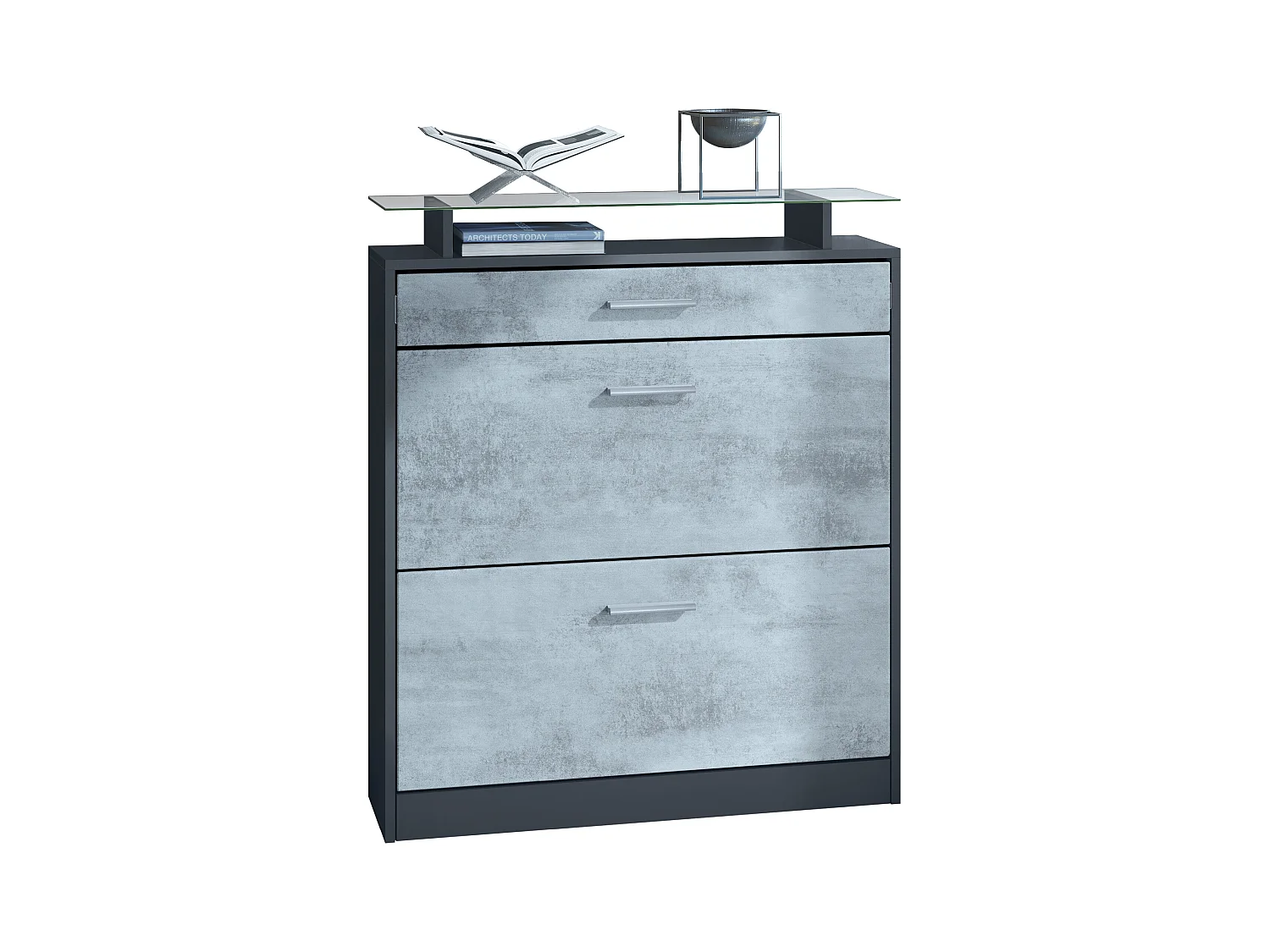 SCHUHSCHRANK Loret Fronten in Beton Oxid Optik
