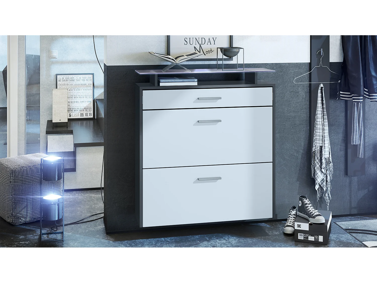 SCHUHSCHRANK Malea Fronten in Weiß matt