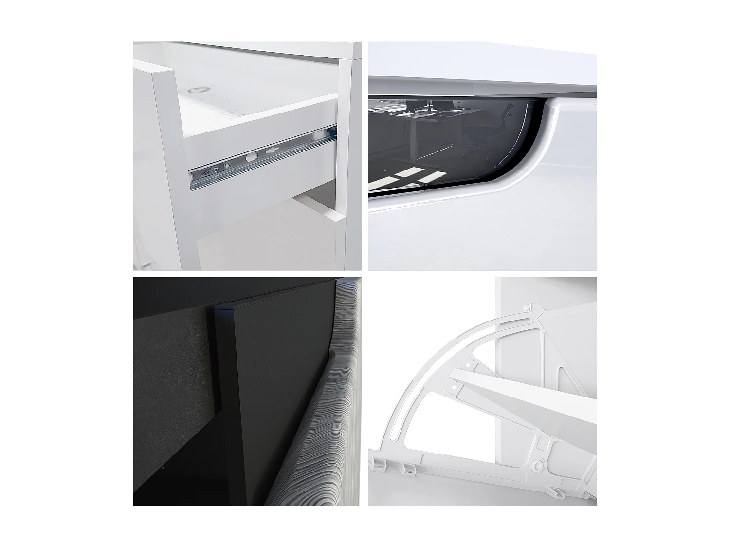 Scarpiera Fiesta V2, Struttura in bianco opaco / Frontale in grigio sabbia lucido con profili in nero lucido