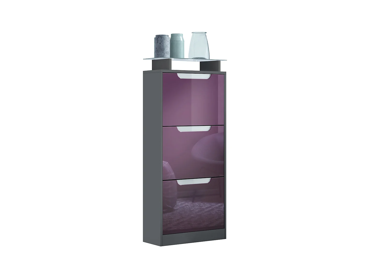 SCHUHSCHRANK Space Brombeer Hochglanz
