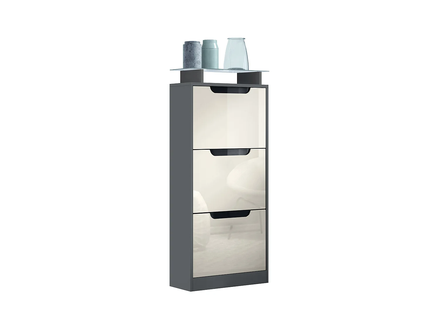 SCHUHSCHRANK Space Creme Hochglanz