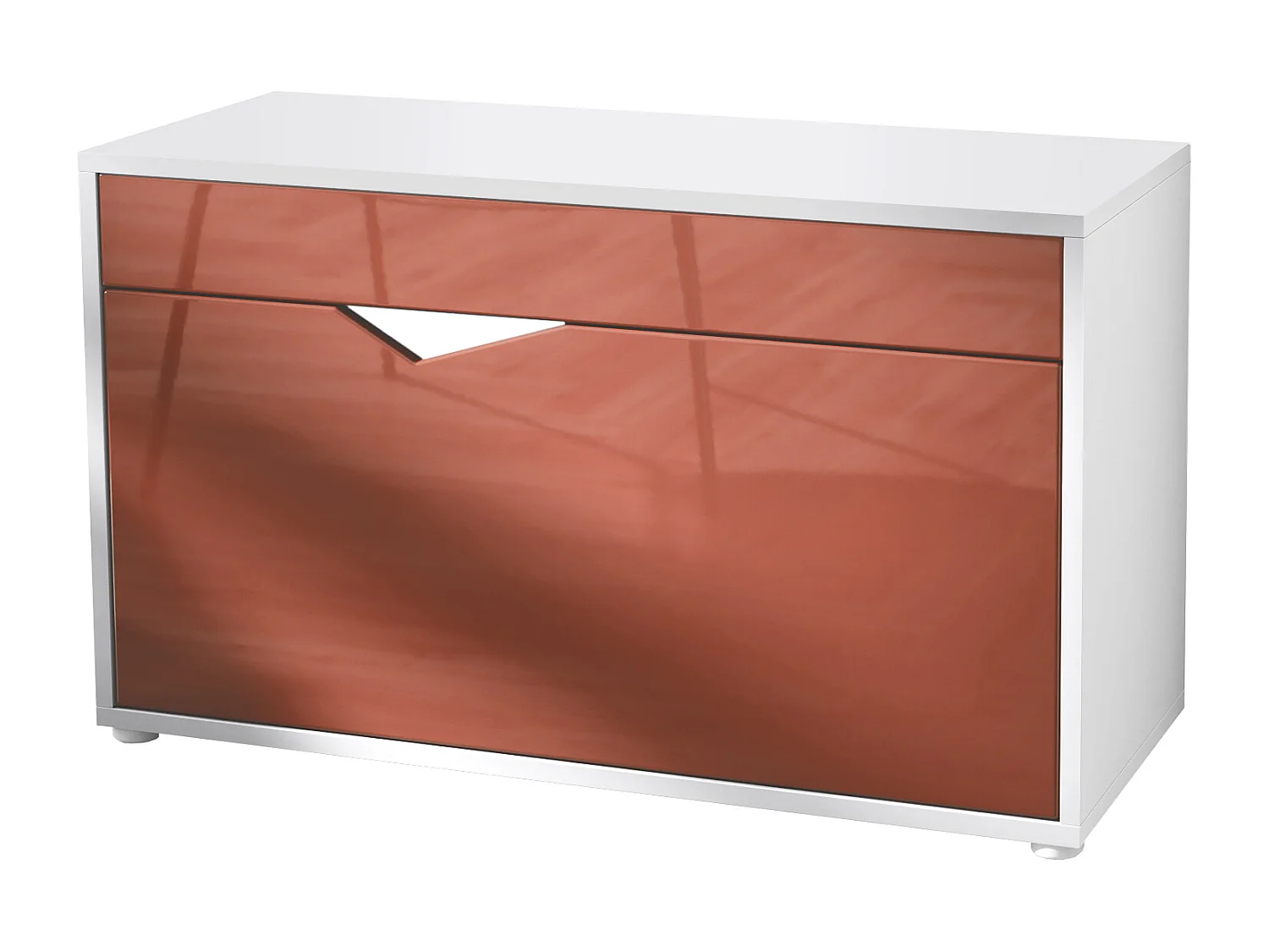 Banc à Chaussures Kolmio, Banc d'Assise pour 8 Paires de Chaussures, Étagère à Chaussures avec Siège, blanc mat/bordeaux haute brillance (85 x 50 x 33 cm)