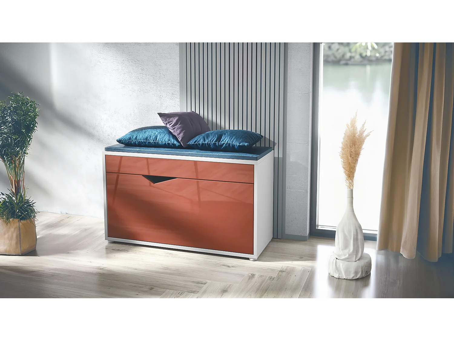 SCHUHSCHRANK Kolmio Bordeaux Hochglanz