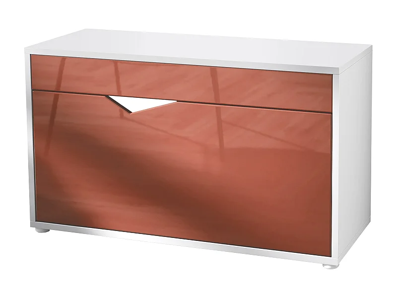 Panca Porta Scarpe Kolmio, Panca con Posto per 8 Paia di Scarpe, Scarpiera con Sedu, bianco opaco/bordeaux lucido (85 x 50 x 33 cm)