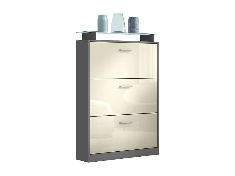 SCHUHSCHRANK Lavia Front in Creme Hochglanz