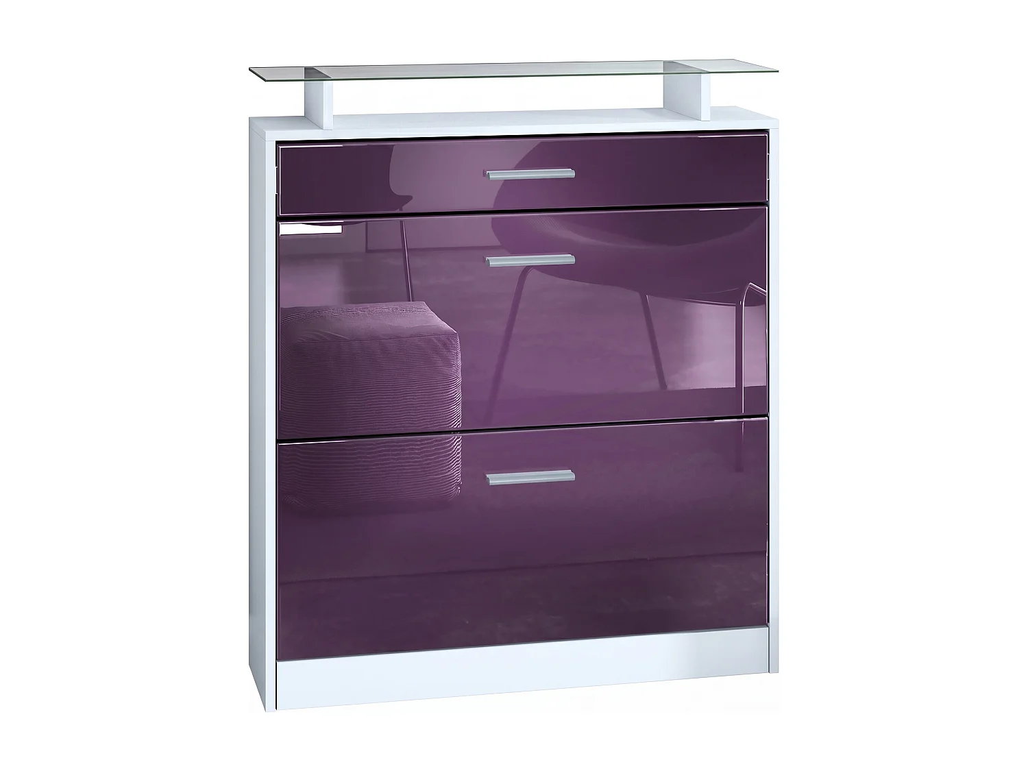 SCHUHSCHRANK Loret Front in Brombeer Hochglanz