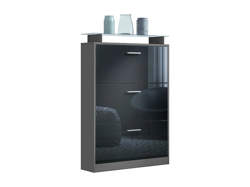 SCHUHSCHRANK Lavia Front in Schwarz Hochglanz