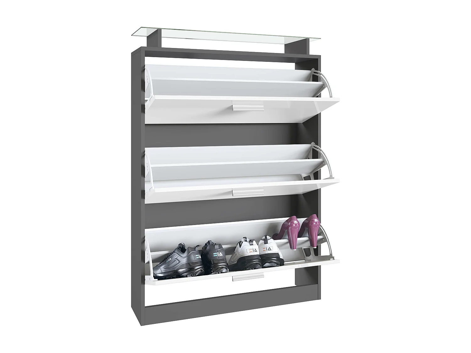 SCHUHSCHRANK Lavia Front in Schwarz Hochglanz