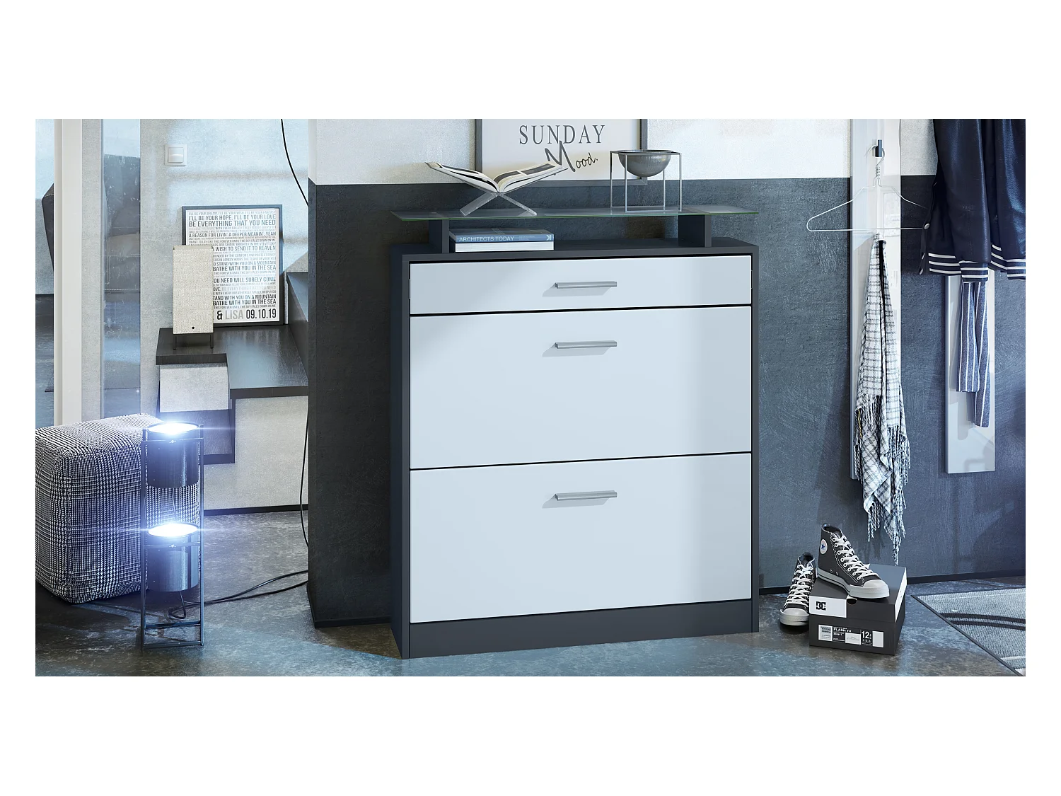 SCHUHSCHRANK Loret Fronten in Weiß matt