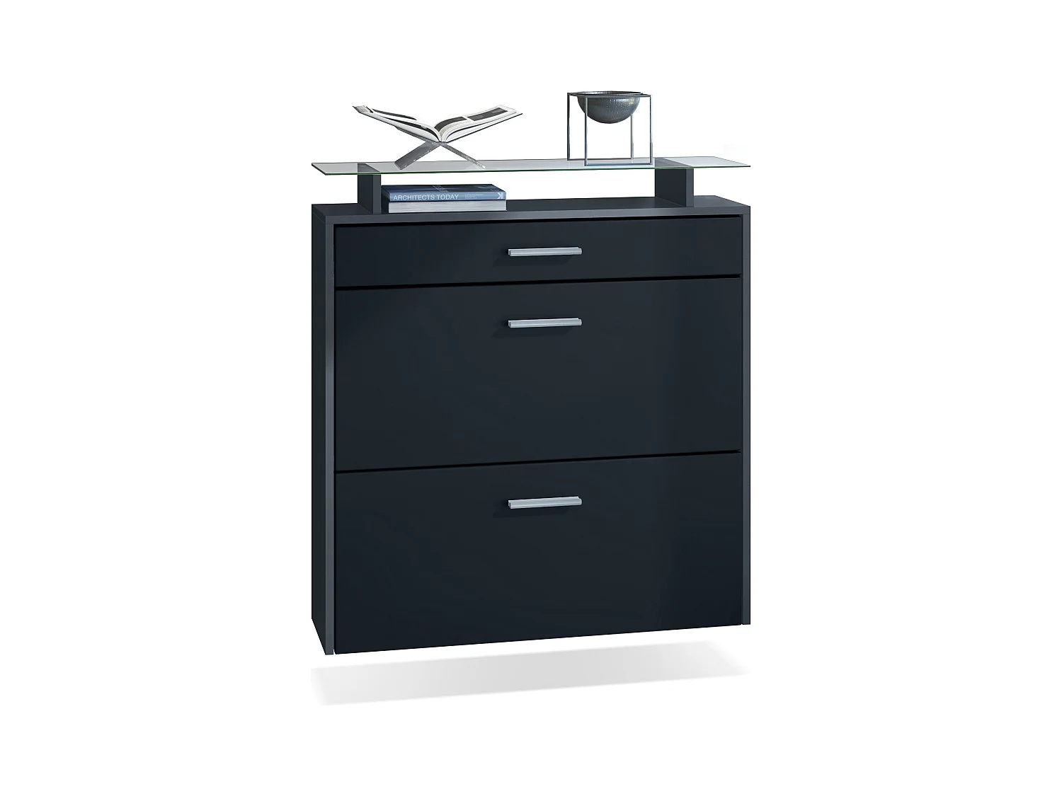 Armoire à chaussures Malea de , anthracite mat/noir mat - basculeur à chaussures suspendu pour 16 paires de chaussures (89 x 96 x 23 cm)