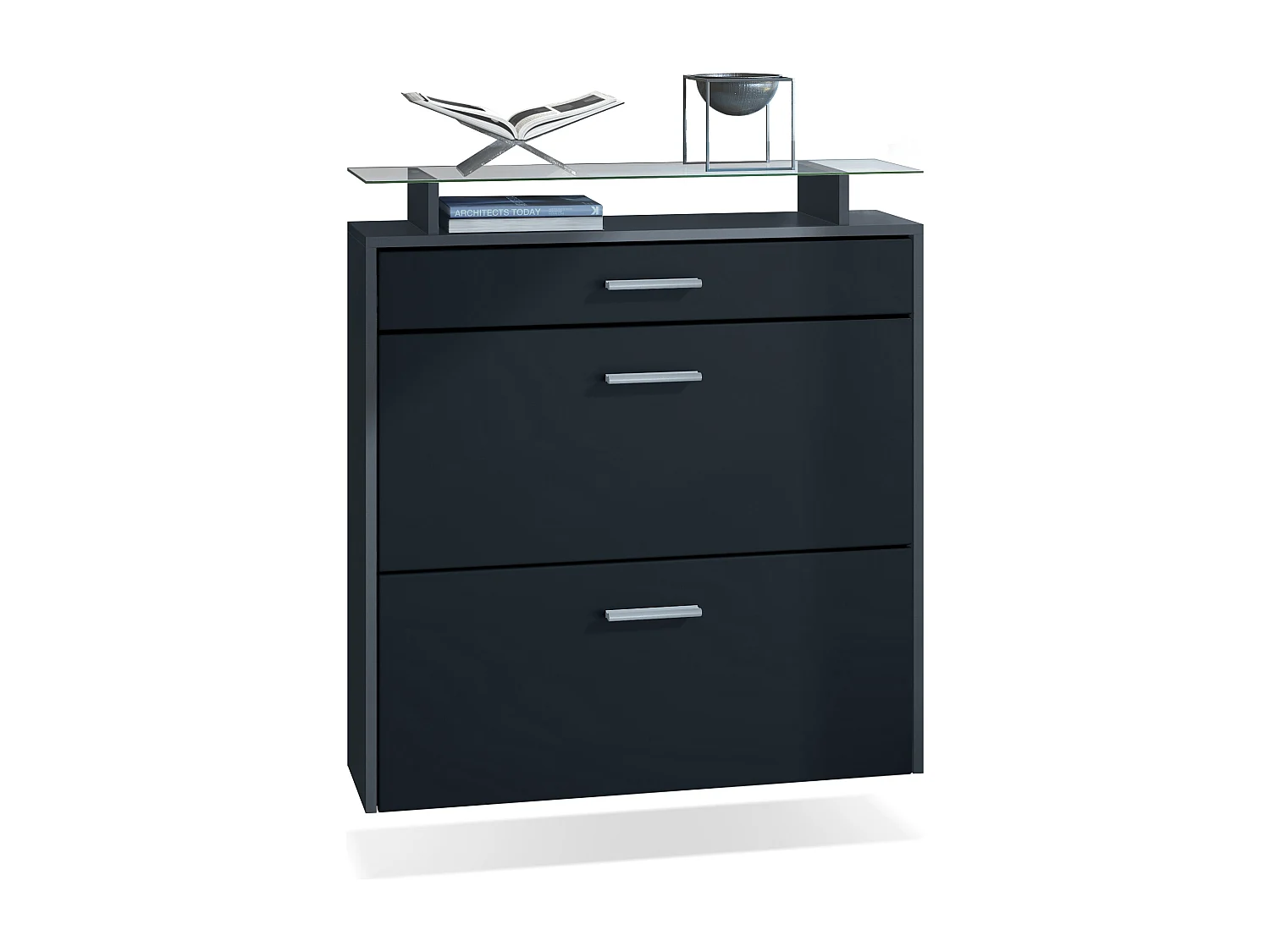 Scarpiera Vladon Malea, antracite opaco /nero opaco - carrello appeso per 16 paia di scarpe (89 x 96 x 23 cm)