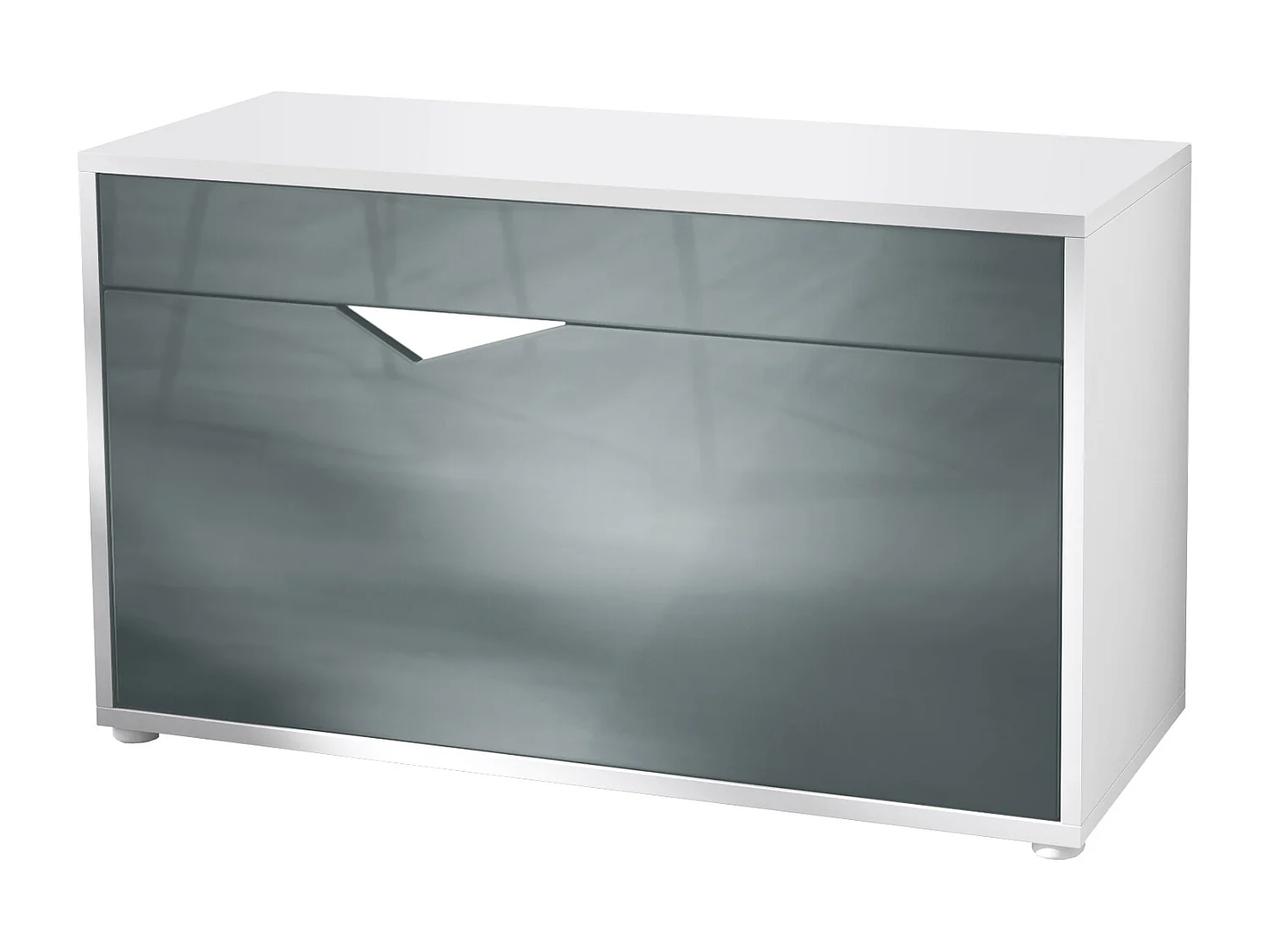 Banc à Chaussures Kolmio, Banc d'Assise pour 8 Paires de Chaussures, Étagère à Chaussures avec Siège, blanc mat/gris haute brillance (85 x 50 x 33 cm)