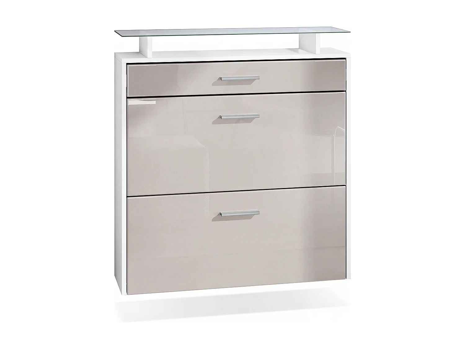 SCHUHSCHRANK Malea Front in Sandgrau Hochglanz