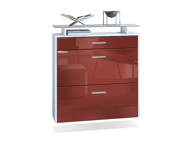 SCHUHSCHRANK Malea Front in Bordeaux Hochglanz
