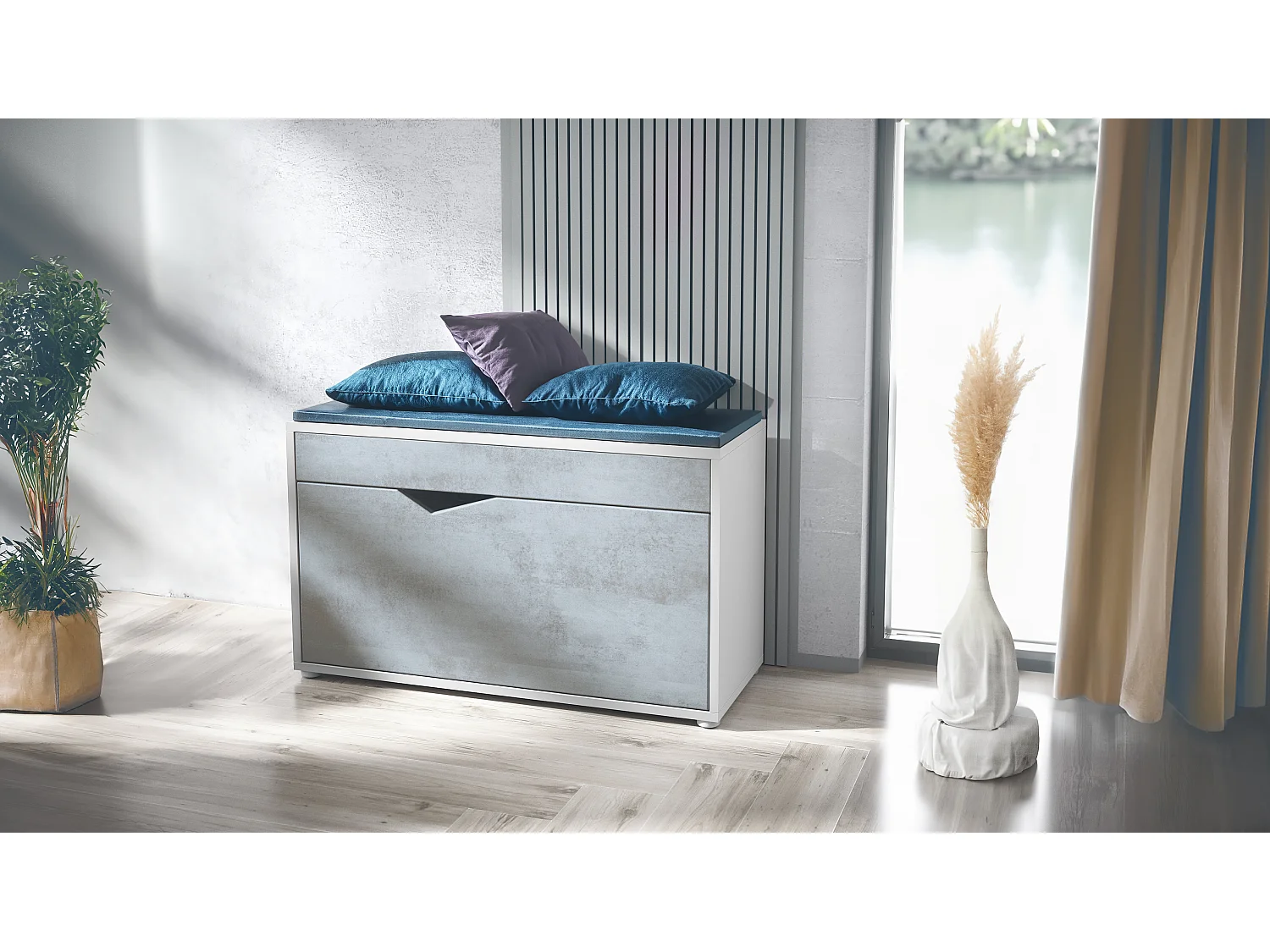 SCHUHSCHRANK Kolmio Beton Oxid Optik