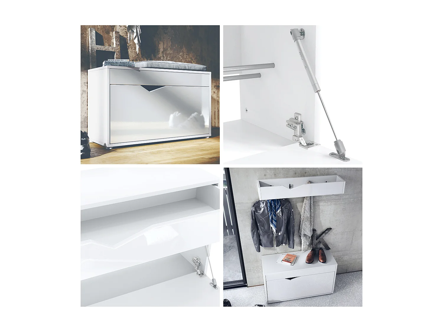 SCHUHSCHRANK Kolmio Beton Oxid Optik