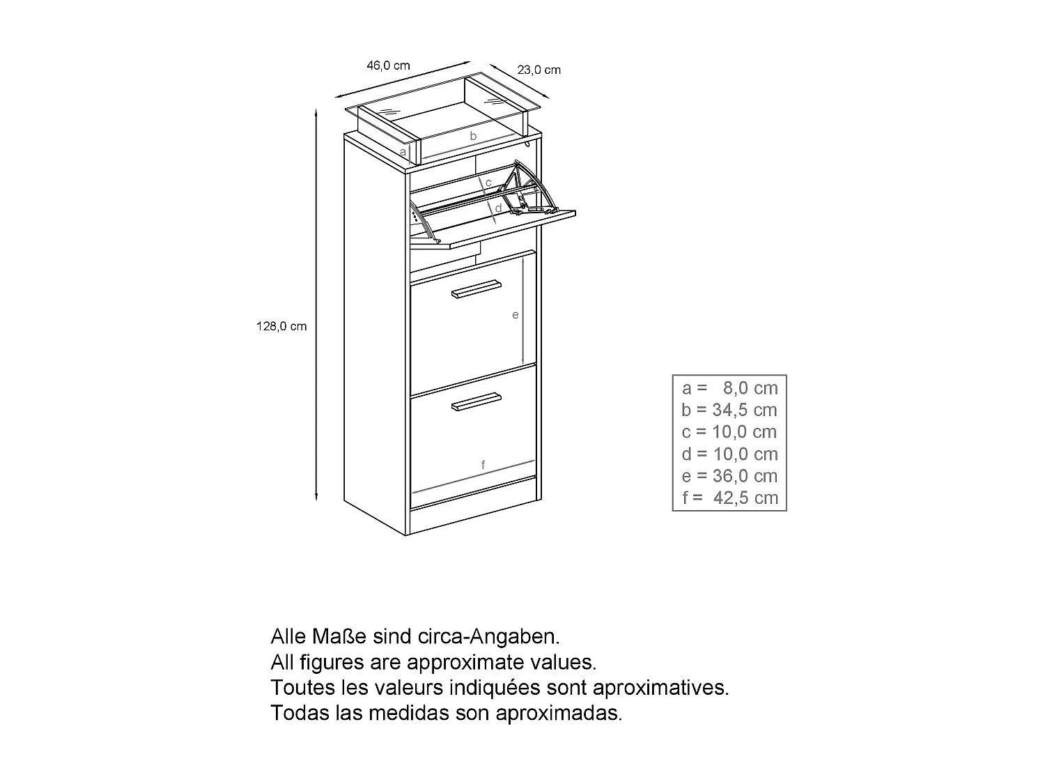 Vladon Scarpiera Lavia V2, Scarpiera per 12 Paia di Scarpe con 3 Ribalte e Mensola in Vetro, bianco opaco/bordeaux lucido (46 x 128 x 23 cm)