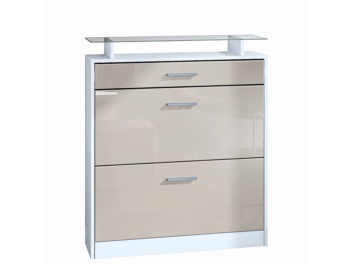SCHUHSCHRANK Loret Front in Sandgrau Hochglanz