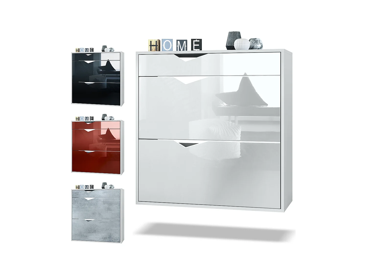 Armoire à chaussures Kolmio 85 x 87 x 33 cm, corps en blanc mat, façades en Blanc mat | Grand choix de couleurs