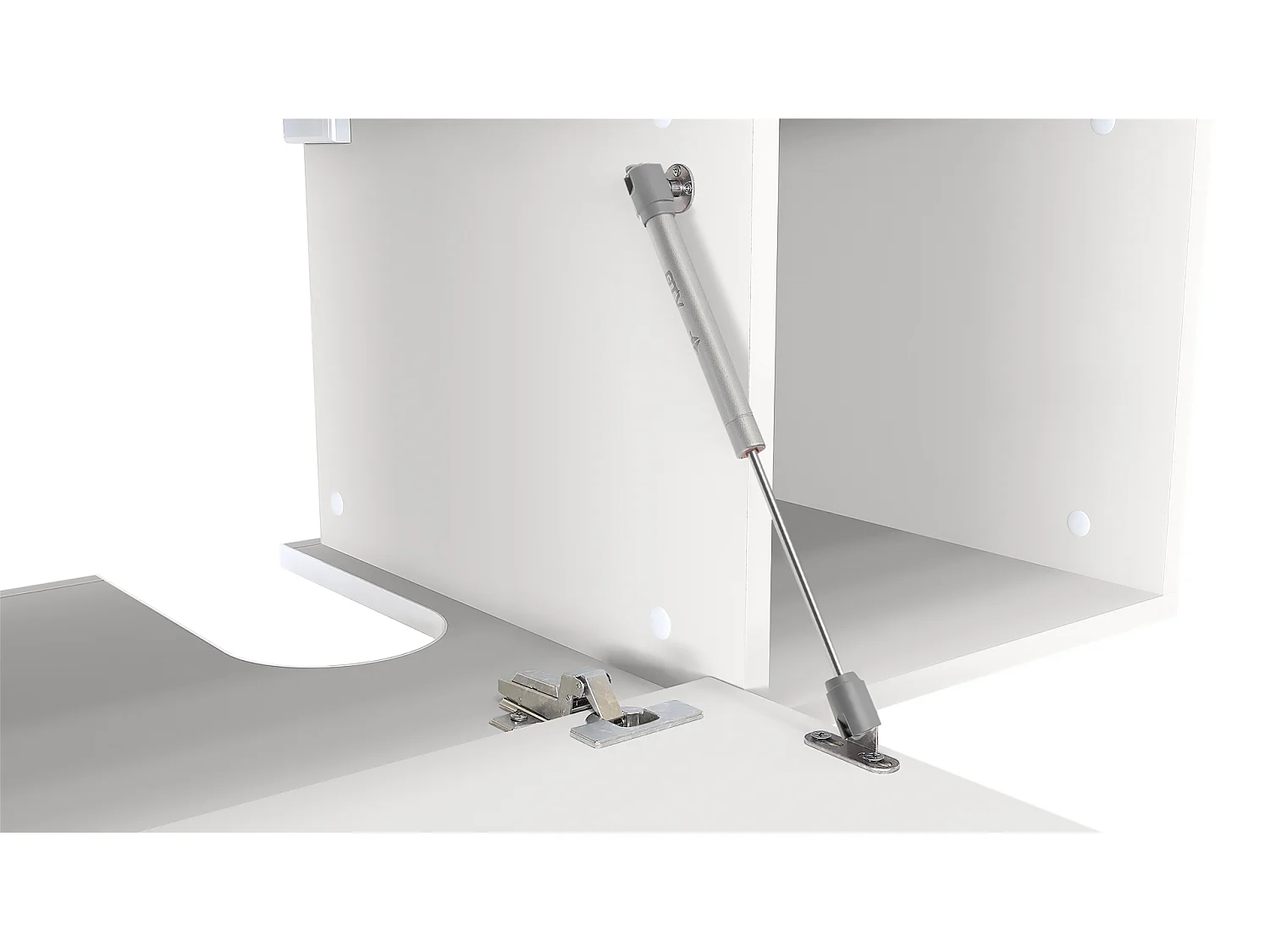 Ensemble de meubles de bains La Costa, Corps en Blanc mat, Façades en Blanc haute brillance, avec Miroir LED