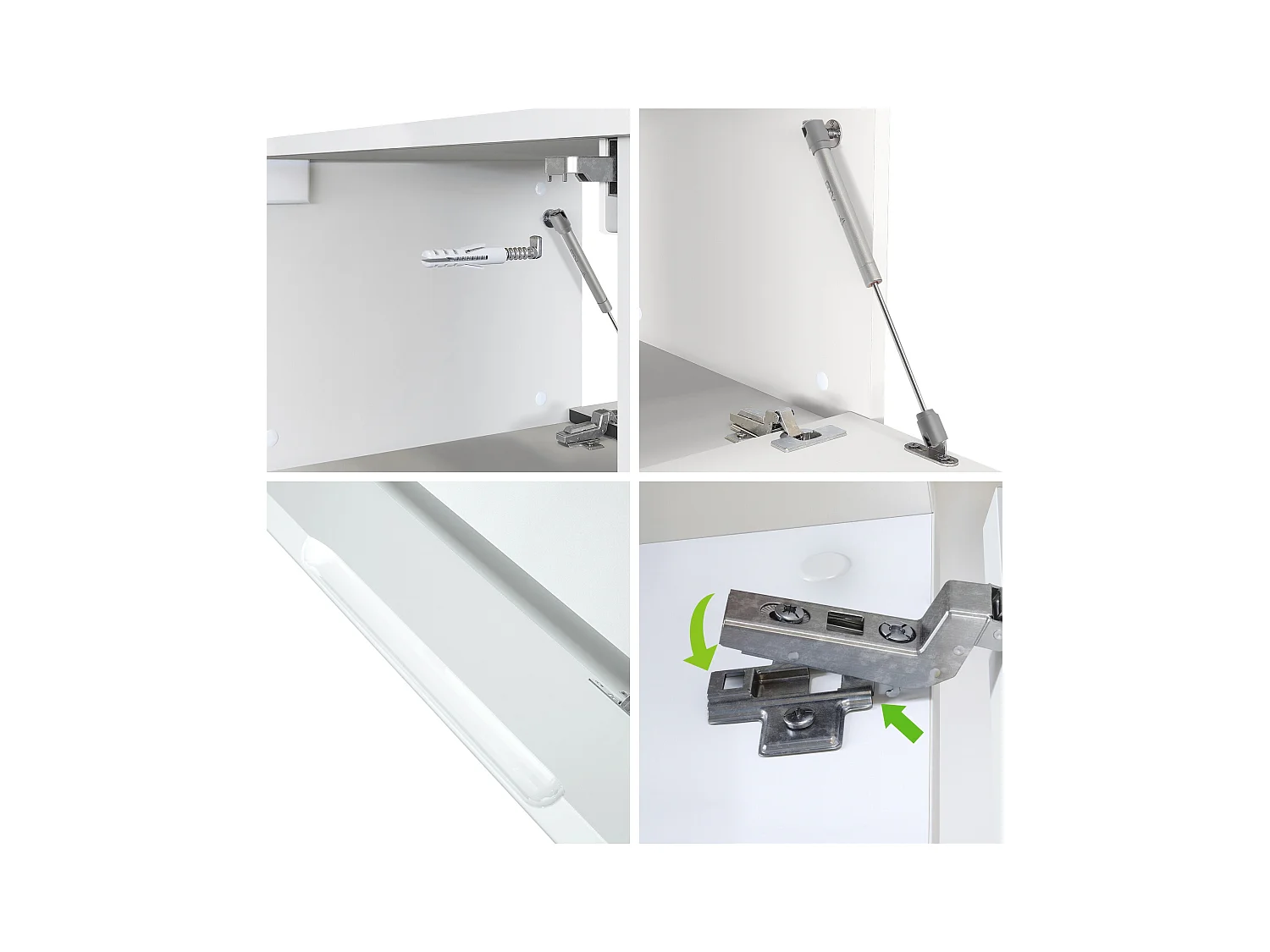 Ensemble de Meubles de Bains Beach, Corps en Blanc Mat/Façades en Aspect béton oxyde-optique avec Vasque à poser et Miroir LED