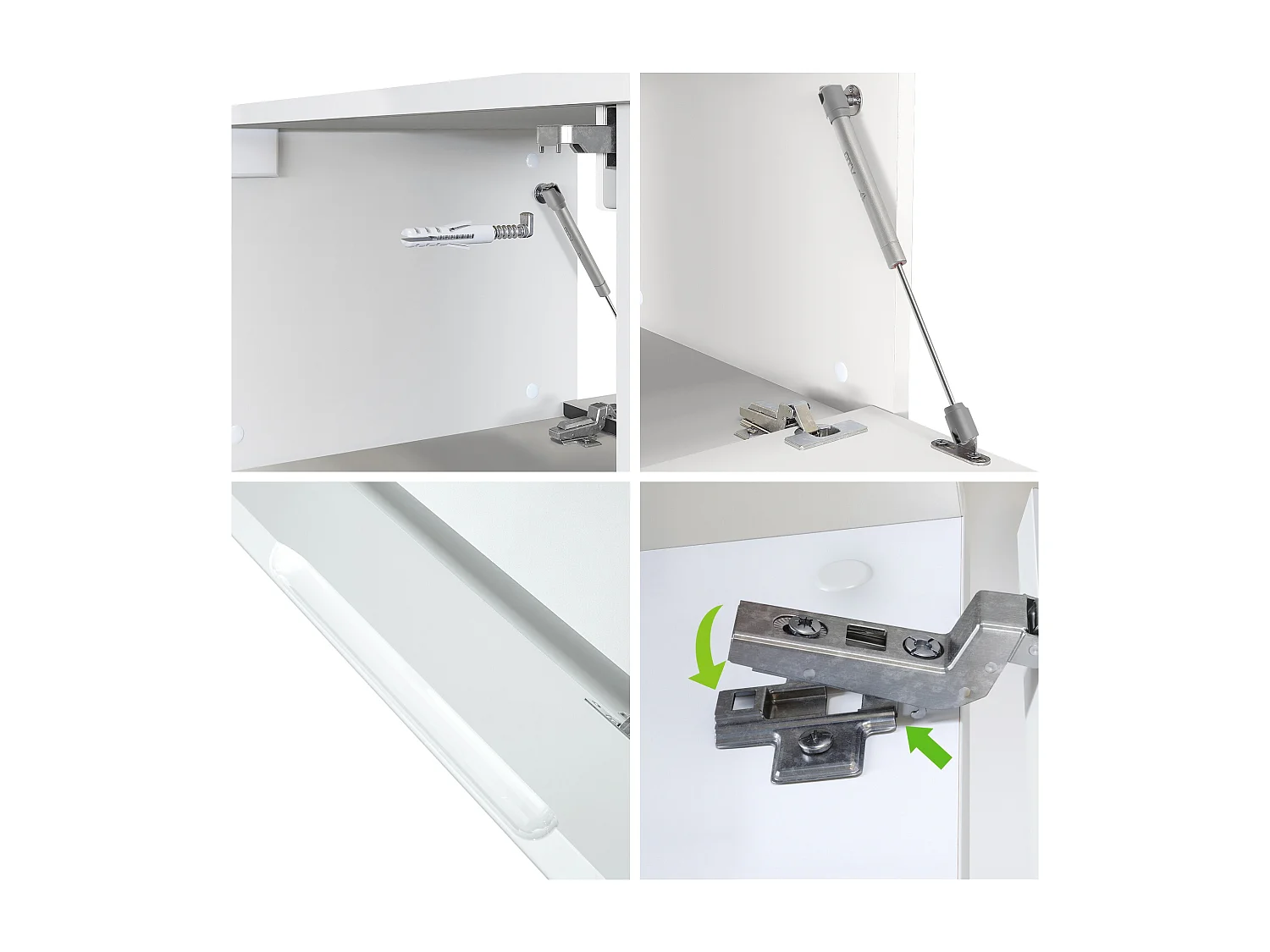 Ensemble de Meubles de Bains Beach, Corps en Blanc Mat/Façades en Aspect béton oxyde-optique avec Vasque à poser et Miroir LED