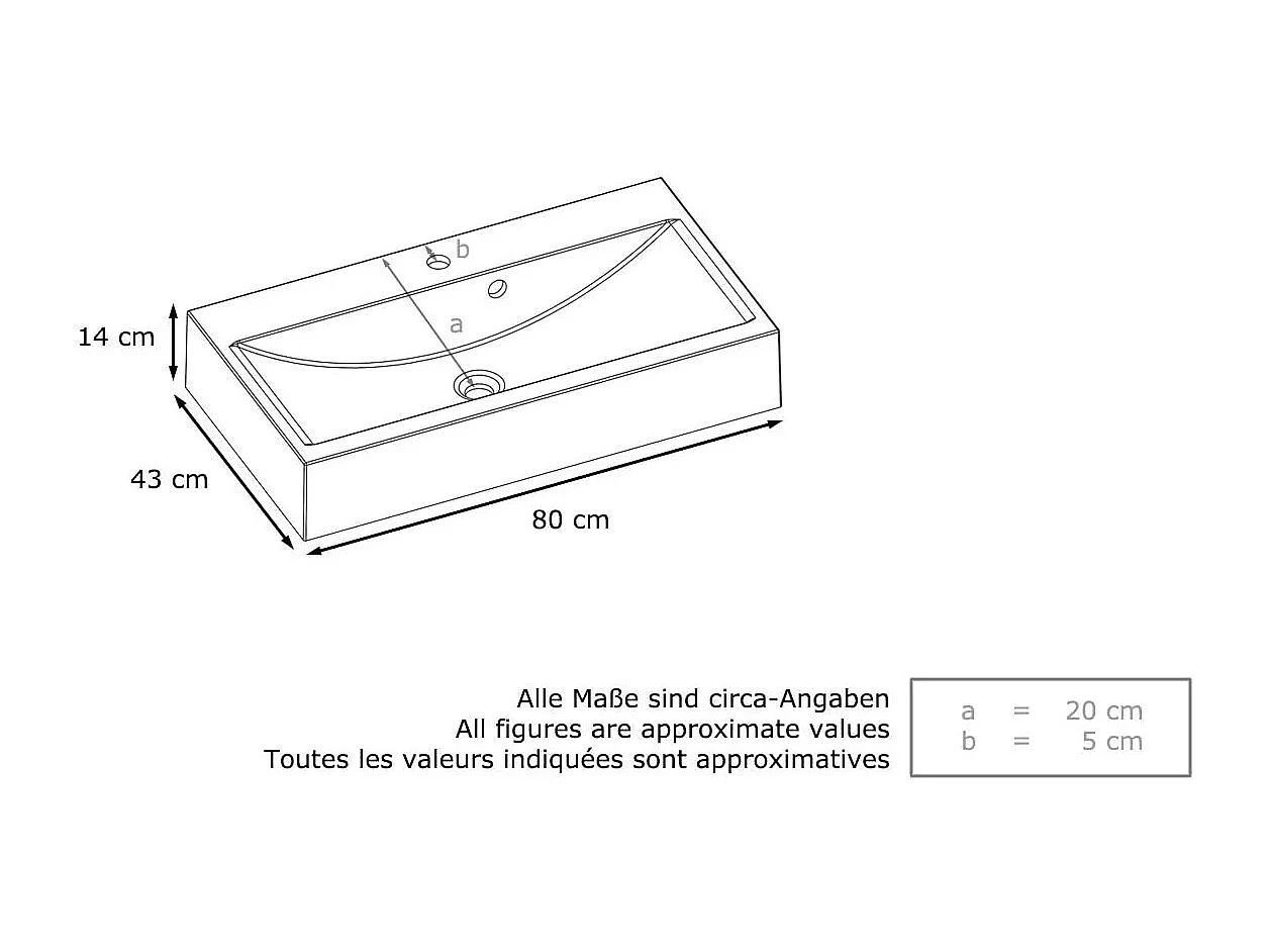 Ensemble de Meubles de Bains Beach, Corps en Blanc Mat/Façades en Aspect béton oxyde-optique avec Vasque à poser et Miroir LED