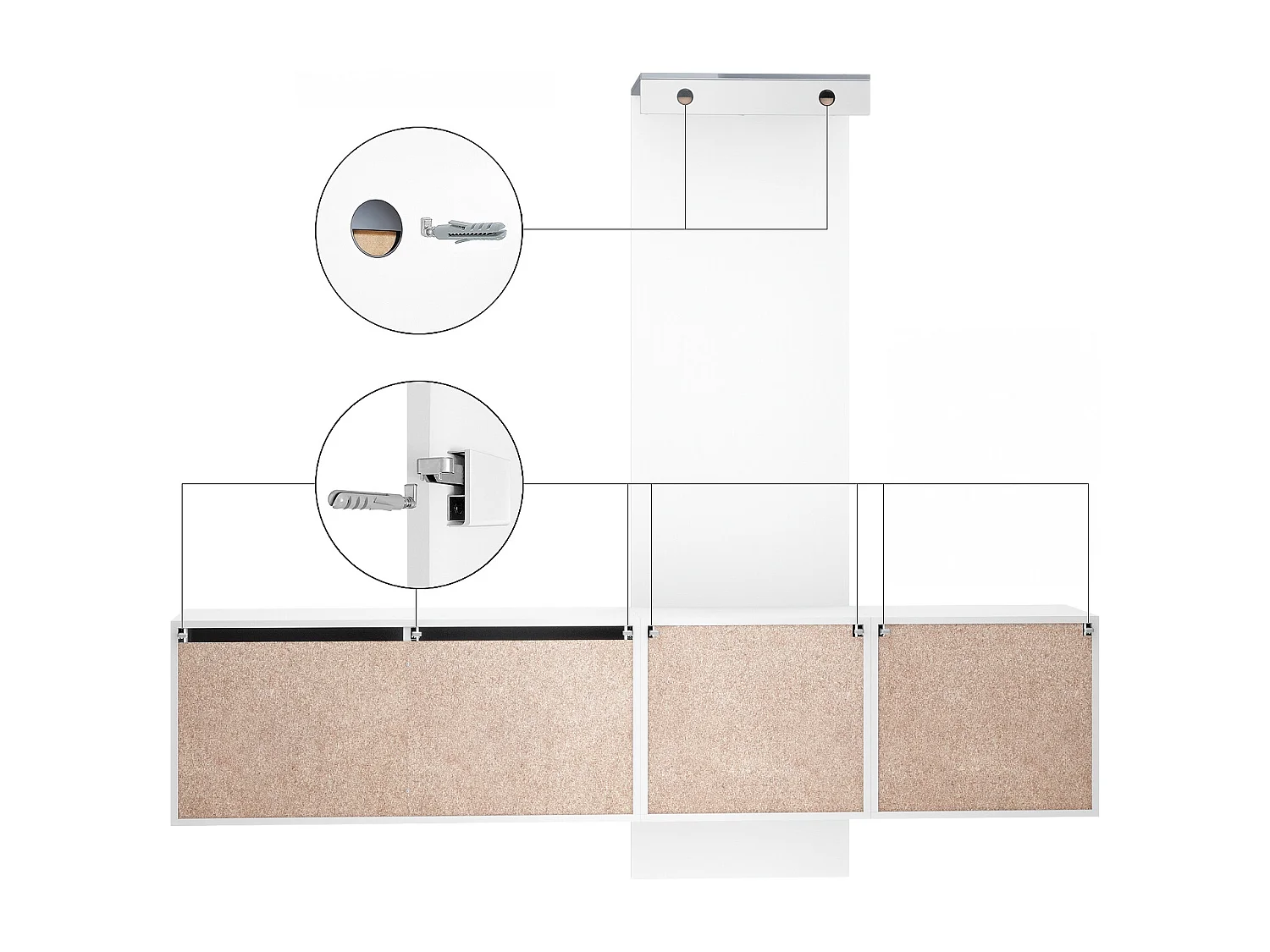 Vestiaire Garderobe Carlton Set 1, Corps en Blanc mat / Panneau portemanteau en bordeaux haute brillance