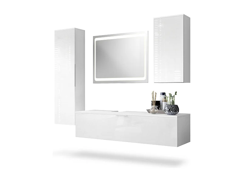 BADMÖBELSET Beach Fronten in Weiß Hochglanz