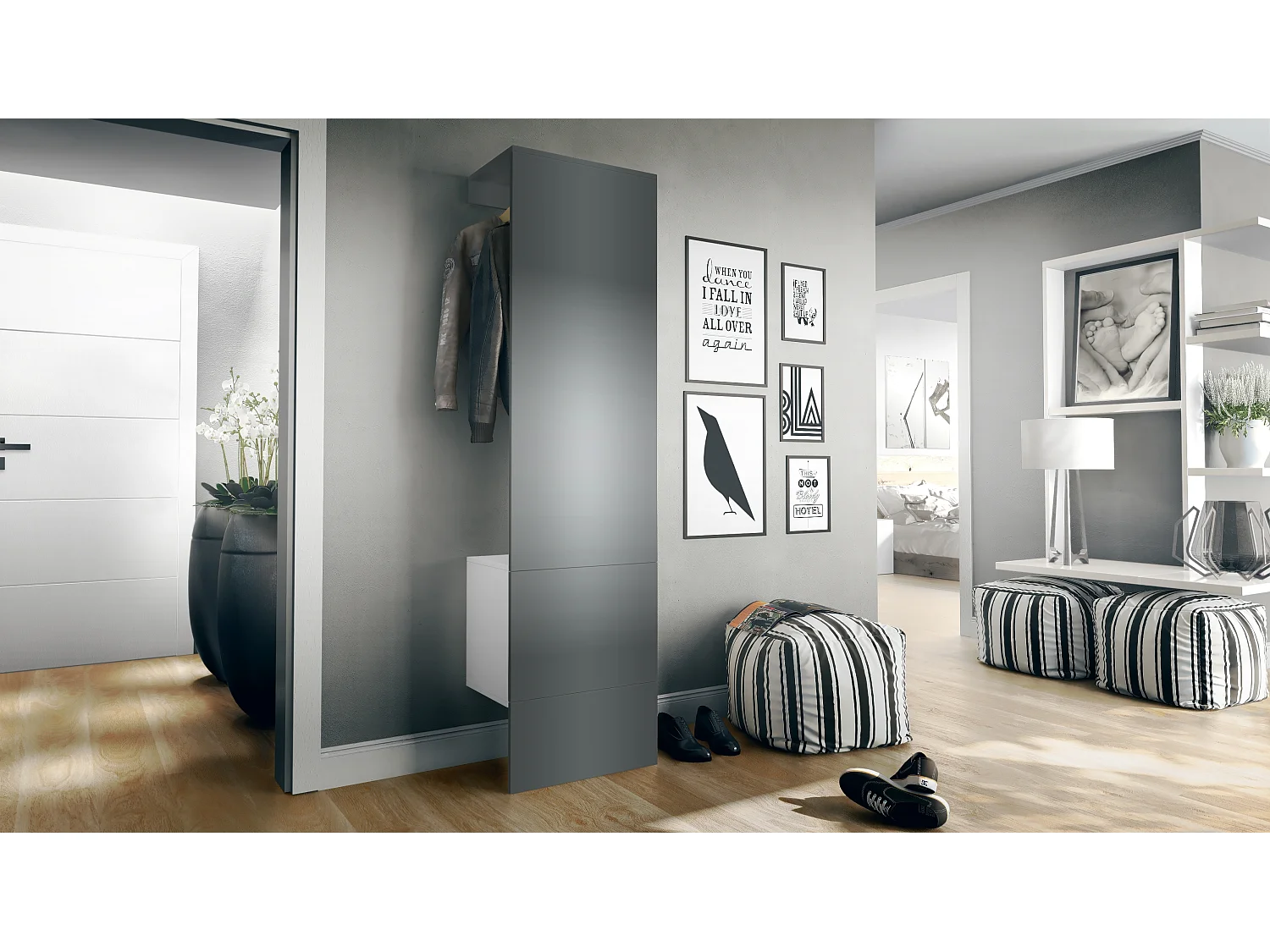 GARDEROBE Carlton Paneel in Graphit Seidenmatt