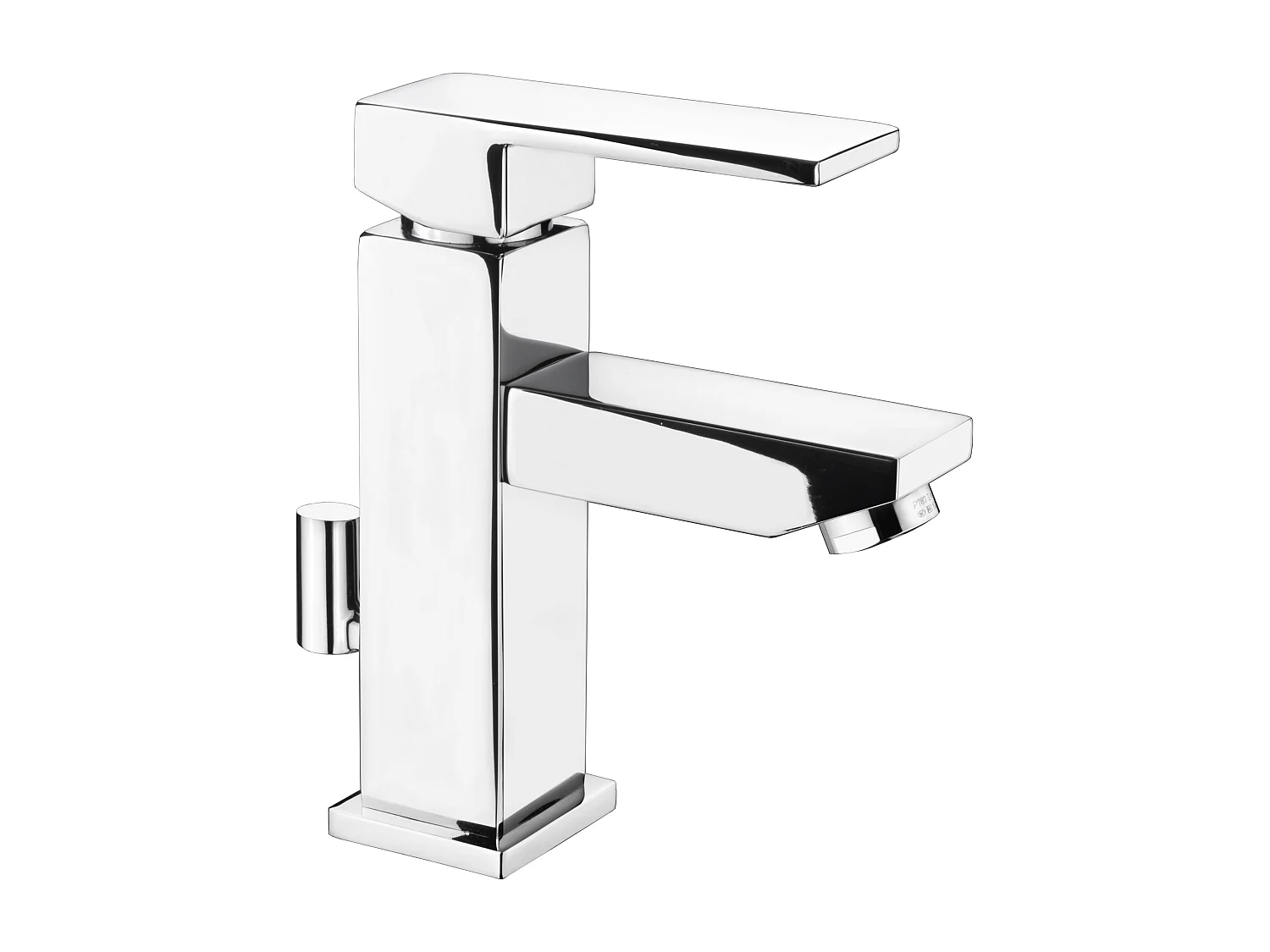 Mobile da bagno Aloha V2, struttura in bianco opaco / frontali in bianco lucido e sfalsati in beige lucido con lavabo e rubinetto (M1)