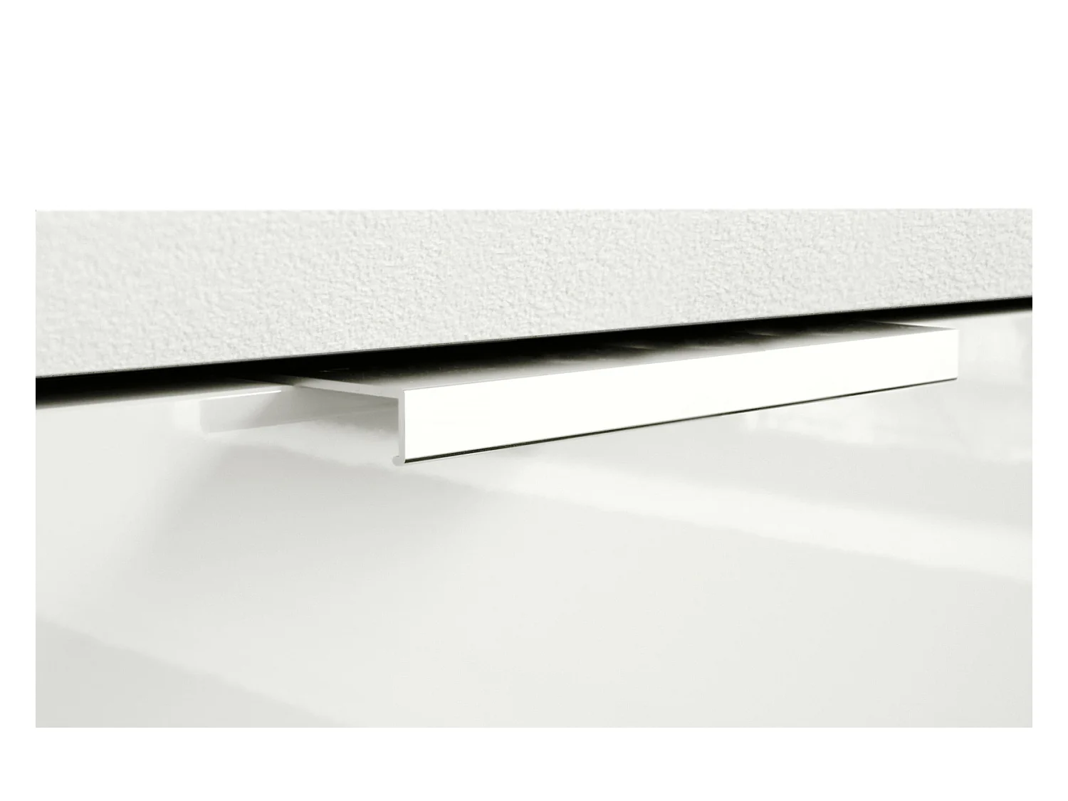 Meuble sous vasque Lavabo Aloha V2, Corps en Blanc mat / Façades en Blanc brillant avec un décor en Blanc brillant, avec Vasque à poser, Robinet (M1) et Miroir LED