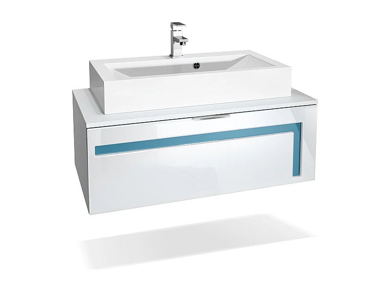 WASCHBECKENUNTERSCHRANK Aloha Absetzungen in Petrol Hochglanz