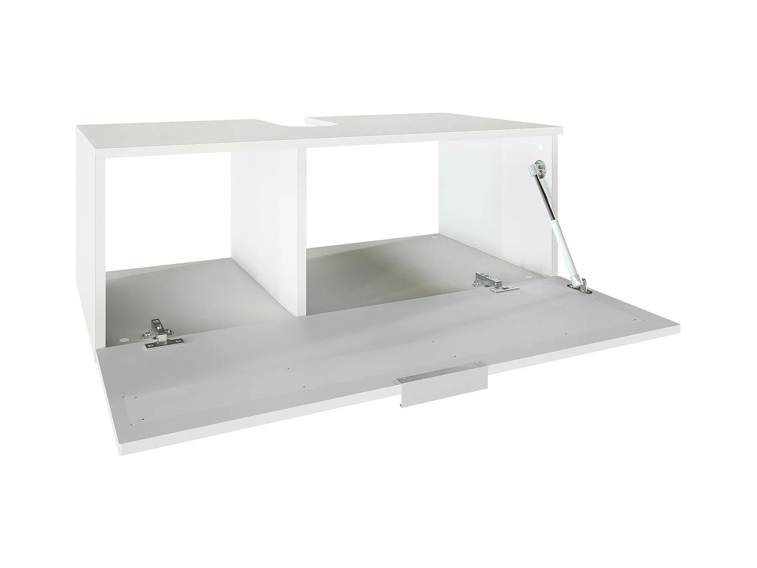Meuble sous vasque Lavabo Aloha V2, Corps en Blanc mat / Façades en Blanc haute brillance avec un décor en Crème haute brillance, avec Vasque à poser