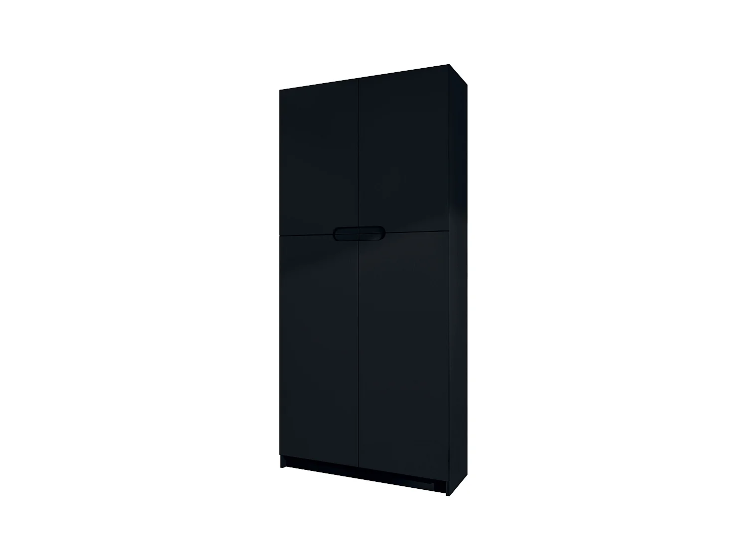 Meuble rangement bureau Logan V1, Armoire de bureau haute avec 5 compartiments et 4 portes, noir mat/noir mat (82 x 185 x 37 cm)