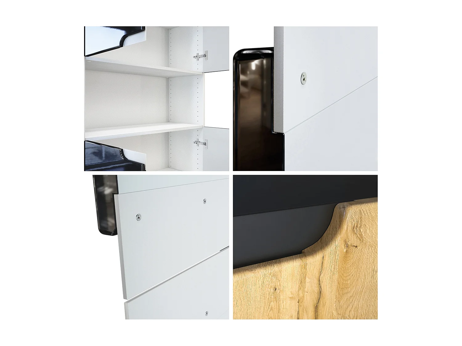 Étagère de bureau Logan V2, Armoire de rangement avec 5 compartiments et 4 portes, blanc mat/chêne nature (82 x 184 x 37 cm)