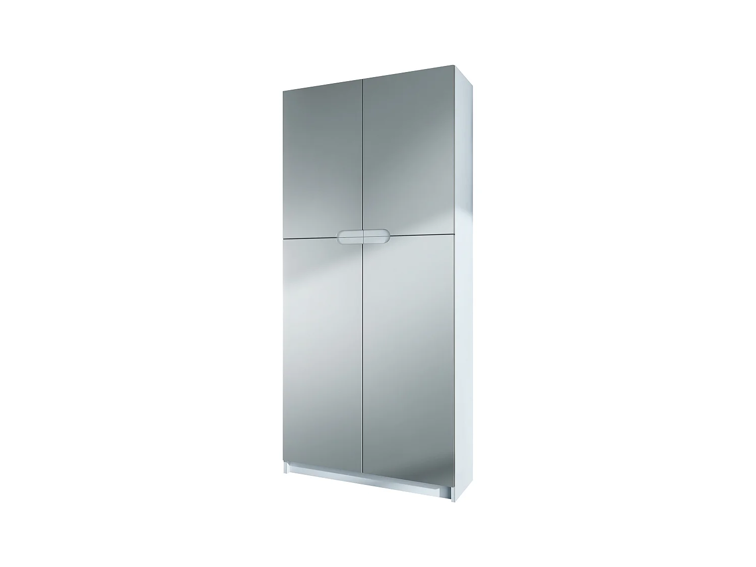 Meuble rangement bureau Logan V1, Armoire de bureau haute avec 5 compartiments et 4 portes, blanc mat/gris clair satiné mat (82 x 185 x 37 cm)