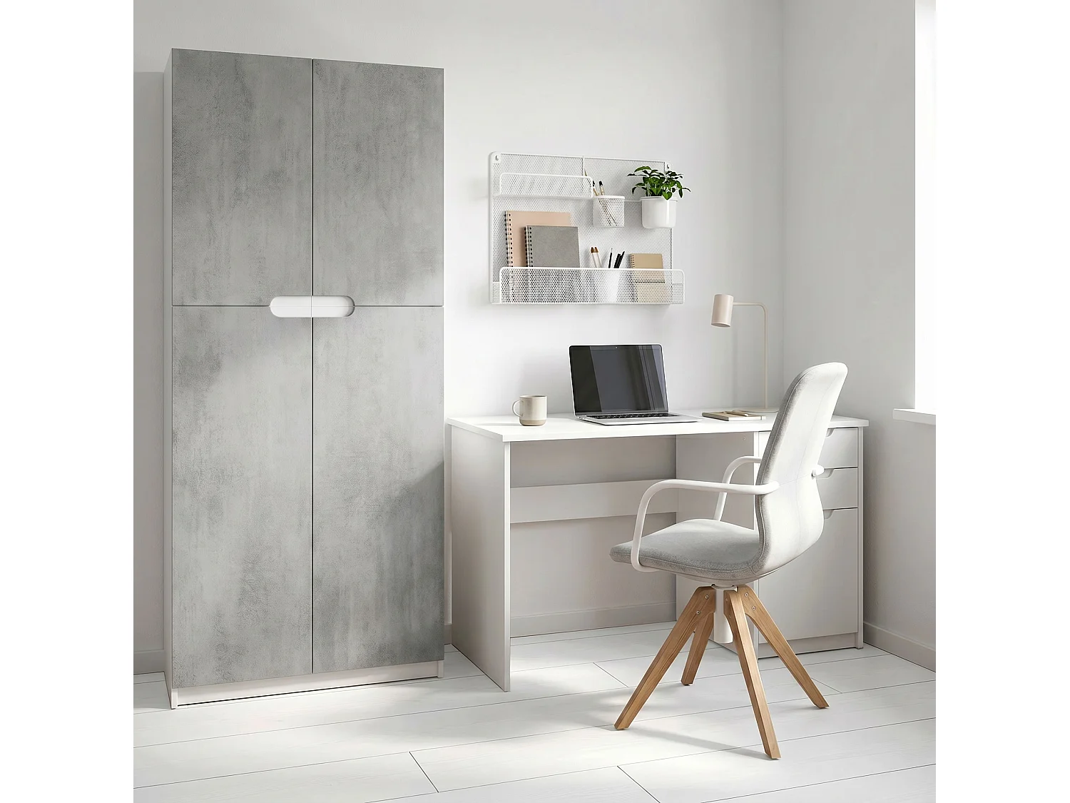 BÜROSCHRANK Logan Fronten in Beton Oxid Optik