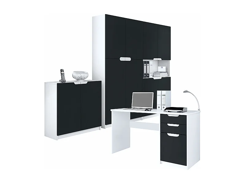 BÜROMÖBELSET Logan Fronten in Schwarz matt