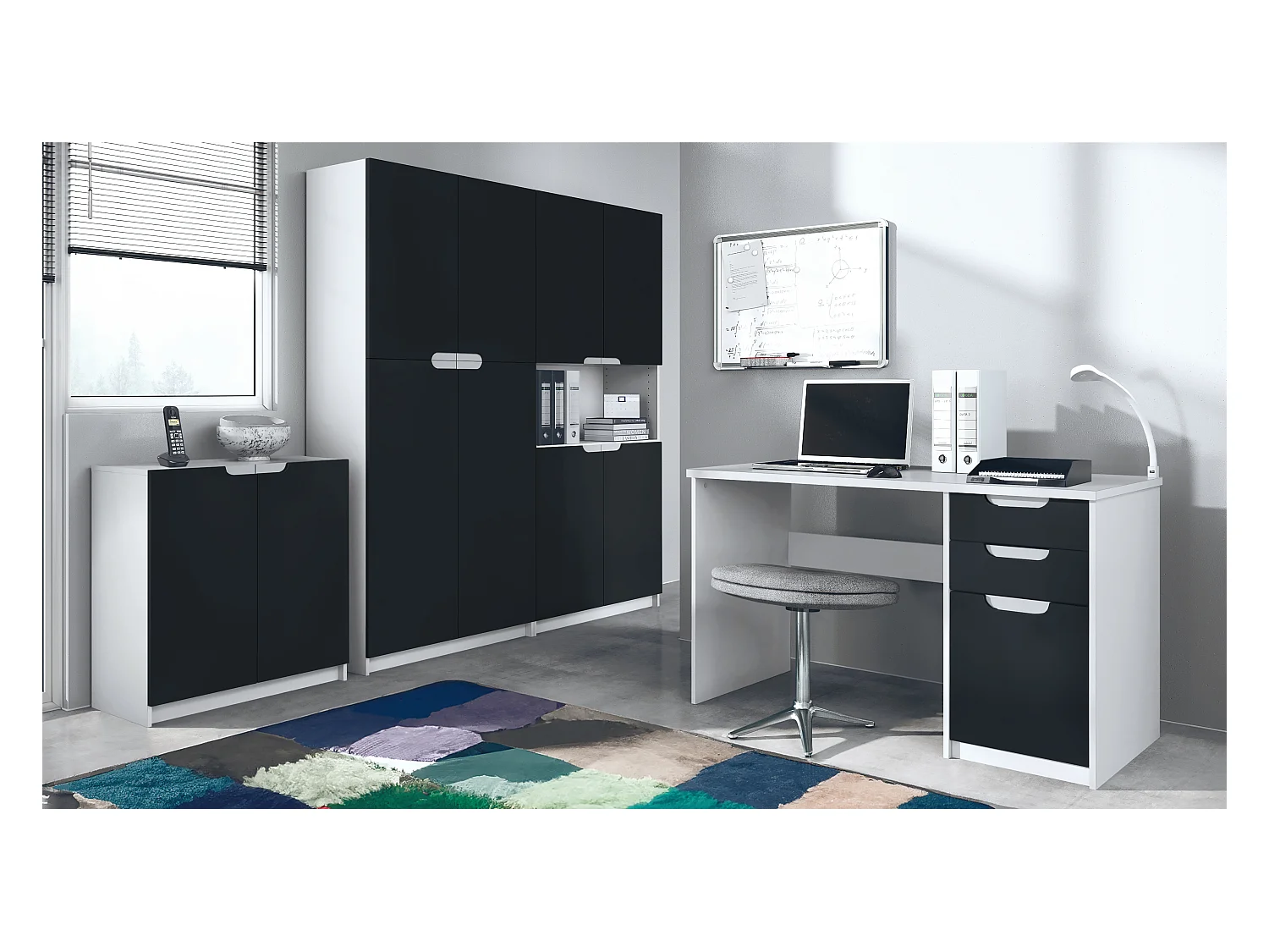 BÜROMÖBELSET Logan Fronten in Schwarz matt