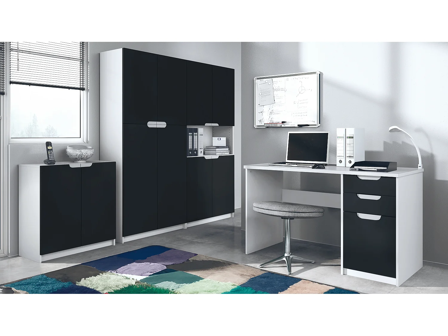 BÜROMÖBELSET Logan Fronten in Schwarz matt