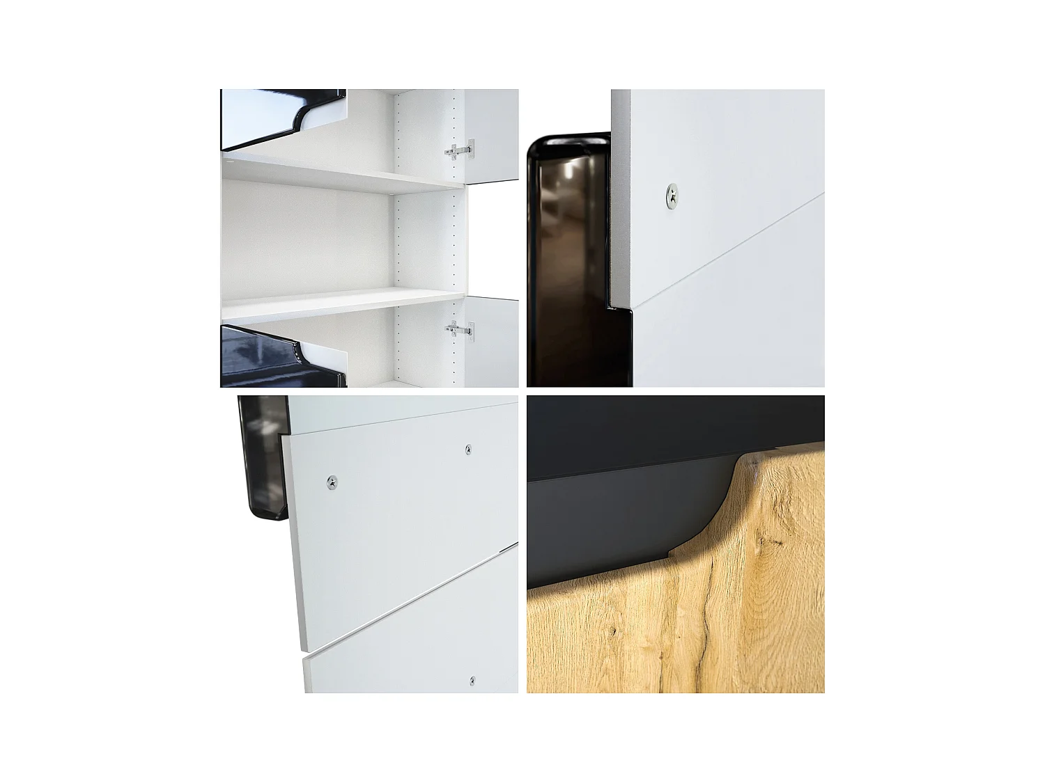 Étagère de bureau Logan V2, Armoire de rangement avec 5 compartiments et 4 portes, blanc mat/gris clair satiné mat (82 x 184 x 37 cm)