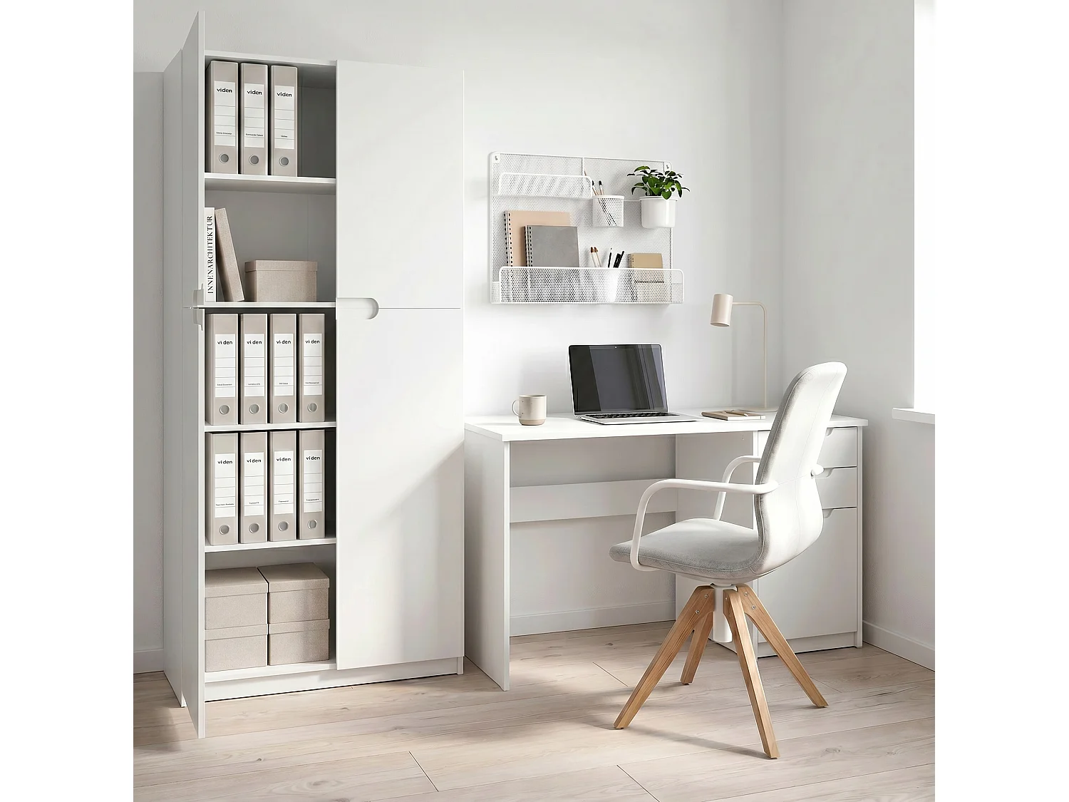 Armario Oficina Logan V1, Mueble Archivador con 5 Compartimentos y 4 Puertas, negro mate/burdeos de alto brillo (82 x 185 x 37 cm)