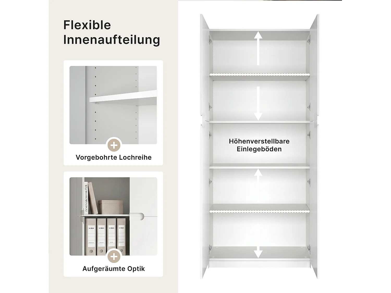 Armario Oficina Logan V1, Mueble Archivador con 5 Compartimentos y 4 Puertas, negro mate/burdeos de alto brillo (82 x 185 x 37 cm)