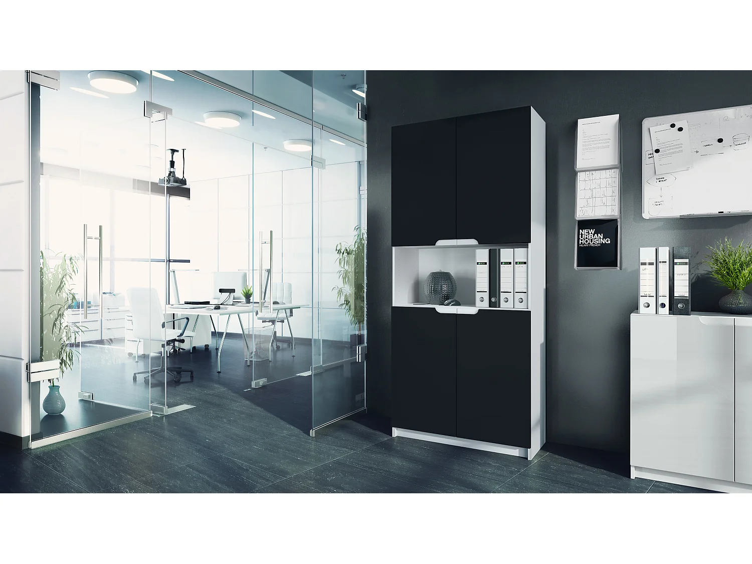 BÜROSCHRANK Logan Fronten in Schwarz matt