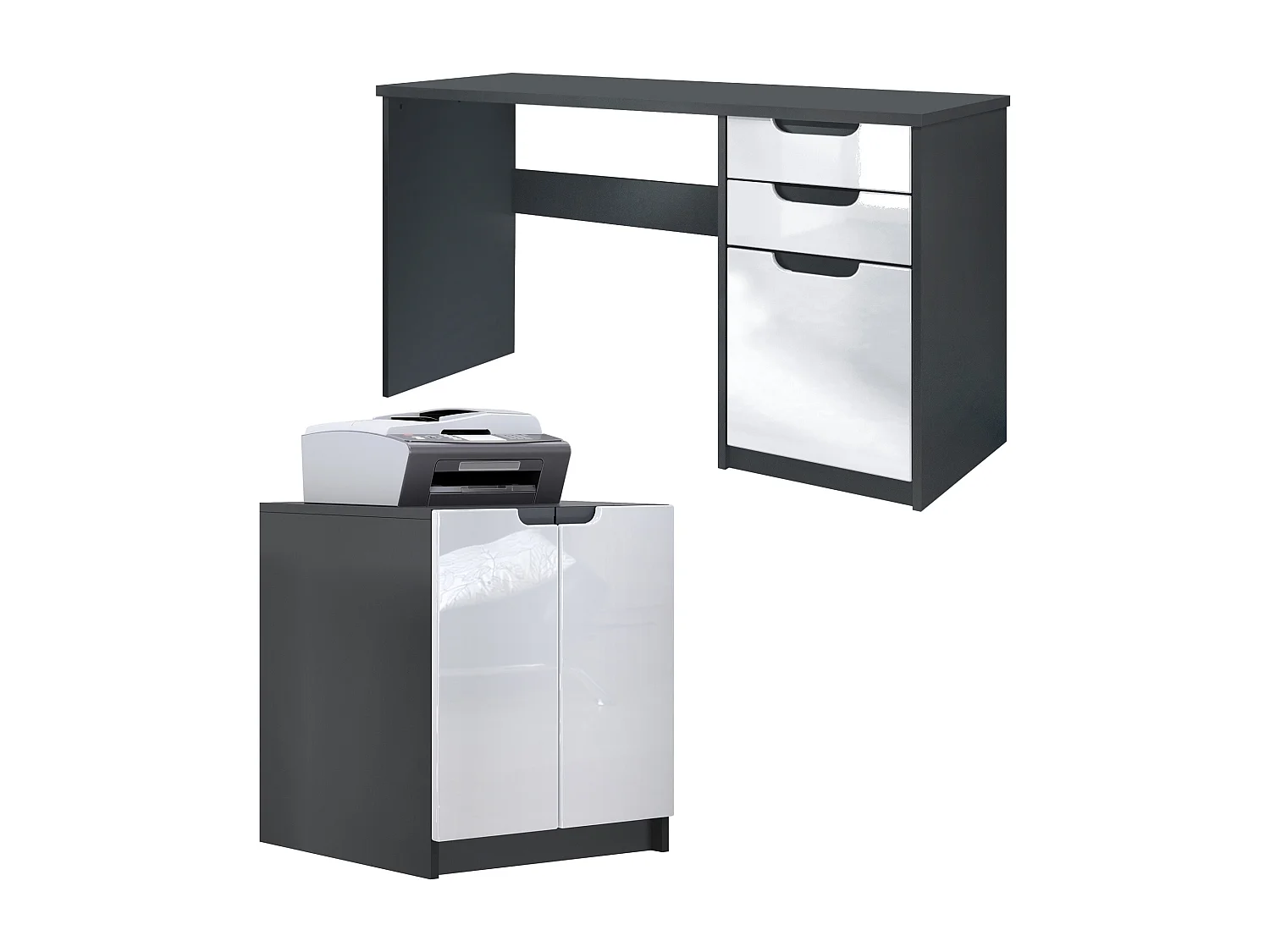 BÜROMÖBELSET Paris Weiß Hochglanz