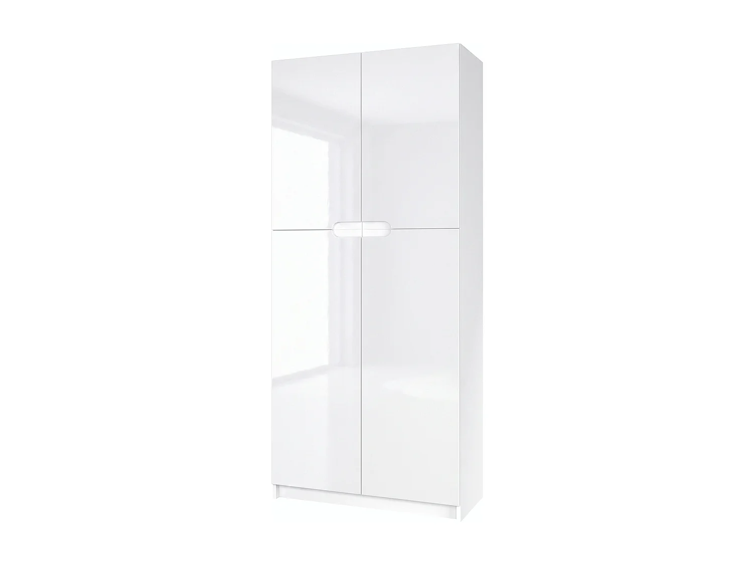 Meuble rangement bureau Logan V1, Armoire de bureau haute avec 5 compartiments et 4 portes, blanc mat/blanc haute brillance (82 x 184 x 37 cm)