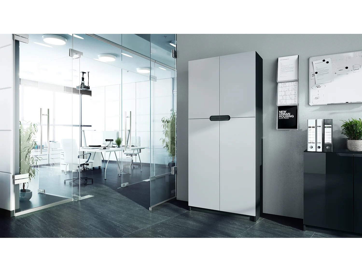 BÜROSCHRANK Logan Fronten in Weiß matt