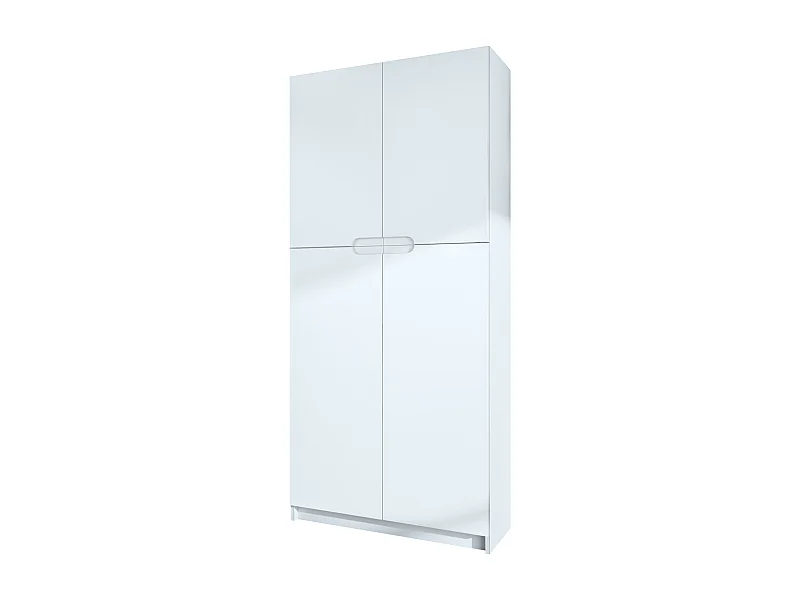 Meuble rangement bureau Logan V1, Armoire de bureau haute avec 5 compartiments et 4 portes, blanc mat/blanc mat (82 x 185 x 37 cm)